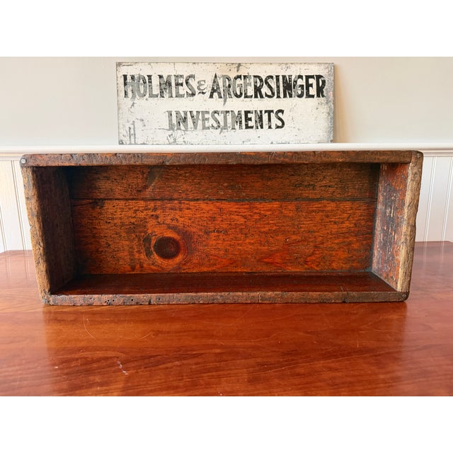 Antique Industrial Dovetail Wood Factory Tray For Sale - Image 16 of 18