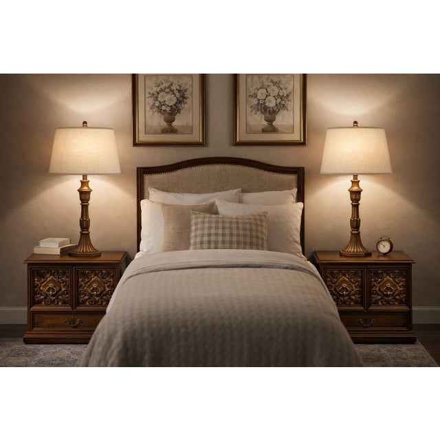 Copper Late 20th Century Traditional Fluted Column Table Lamps With Linen Shades - a Pair For Sale - Image 8 of 9