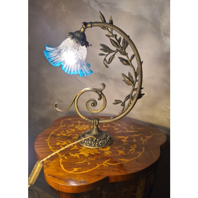 Bronze and Brass Tulip Lamp with Translucent Shade, 1960 For Sale - Image 12 of 12