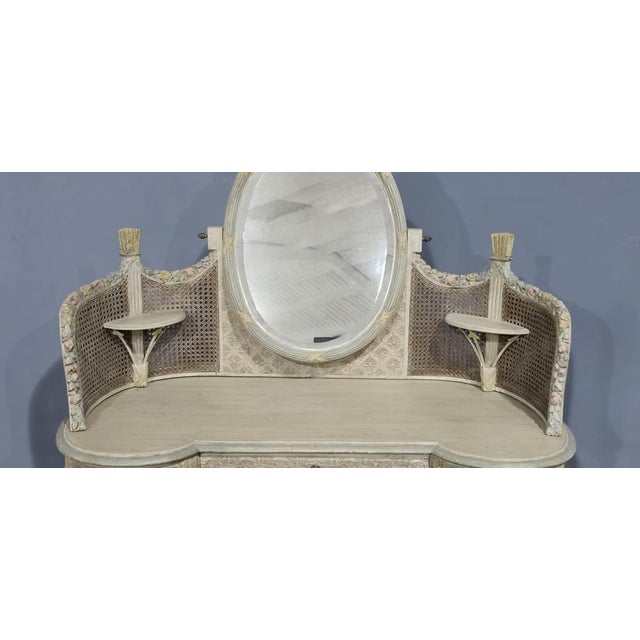 French Painted Bergere Dressing Table, 1900 For Sale - Image 4 of 18