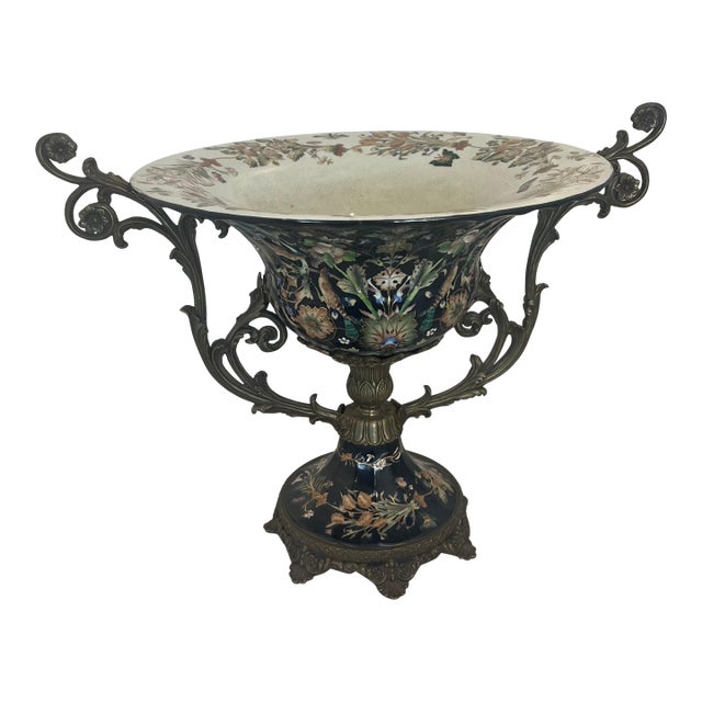 Miramar‑Style Porcelain & Bronze Centerpiece For Sale