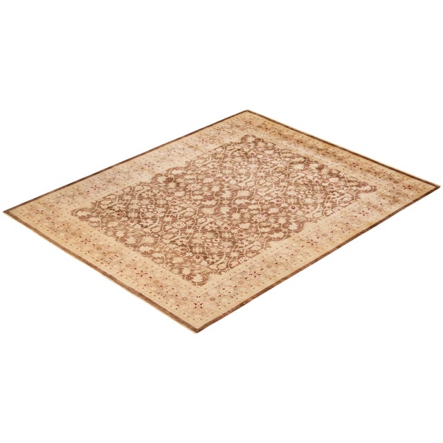 Gold Vintage Traditional Hand Knotted Wool Area Rug, Gold - 7'10" X 10'0" For Sale - Image 8 of 9