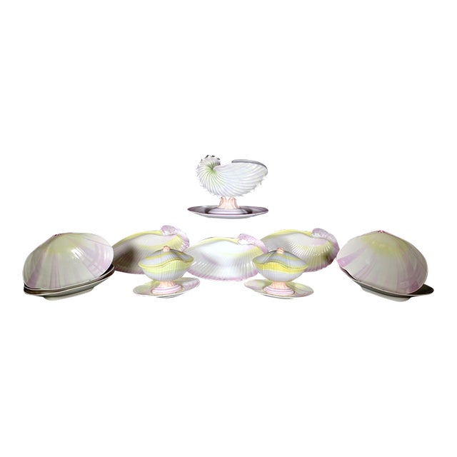 Wedgwood Pearlware Nautilus Shell Part Dessert Service in Pink and Yellow Circa 1800–1815 For Sale