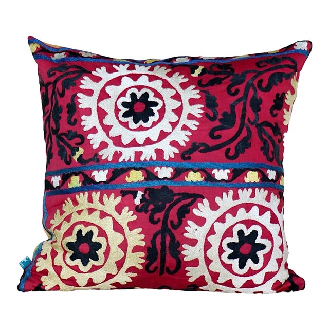 Pillow Made with Antique Suzani For Sale