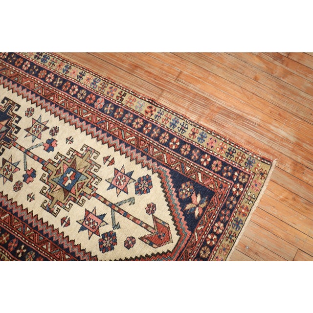 Textile Early 20th Century Zabihi Collection Ivory Tribal Heriz Small Runner - 2'11" x 5'11" For Sale - Image 7 of 10