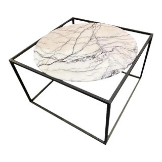 Warren Platner White Marble Coffee Table With Brass Wire Base For Sale