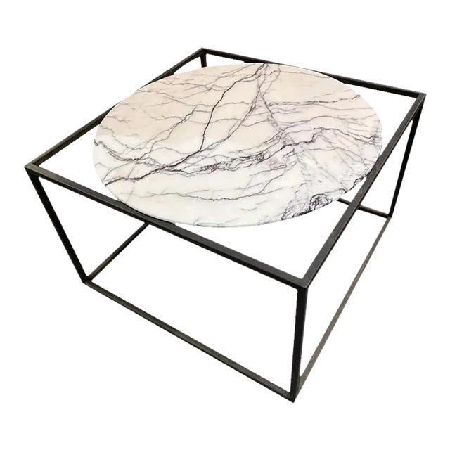 Warren Platner White Marble Coffee Table With Brass Wire Base For Sale