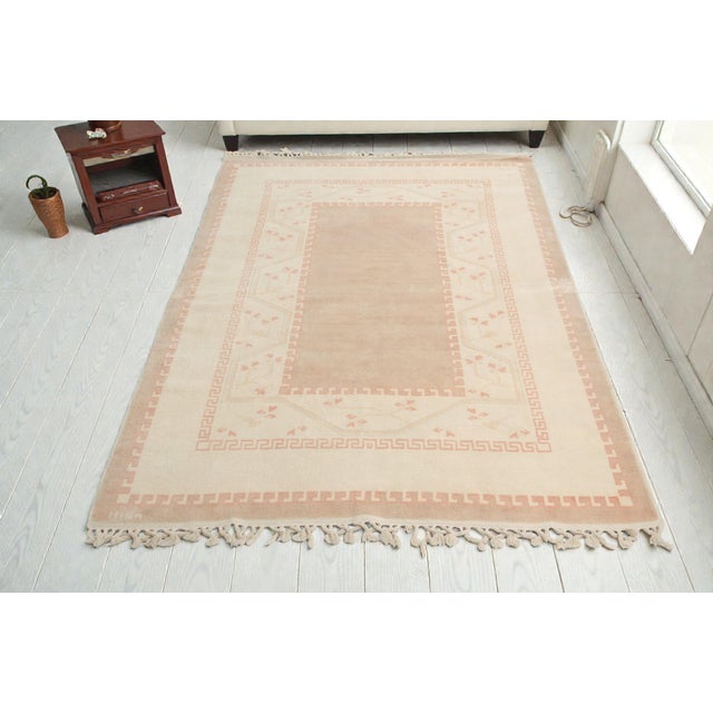 Turkish Oushak Hanknotted Vintage Carpet For Sale - Image 3 of 10