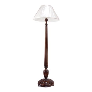 1920's Mahogany Column Floor Lamp For Sale