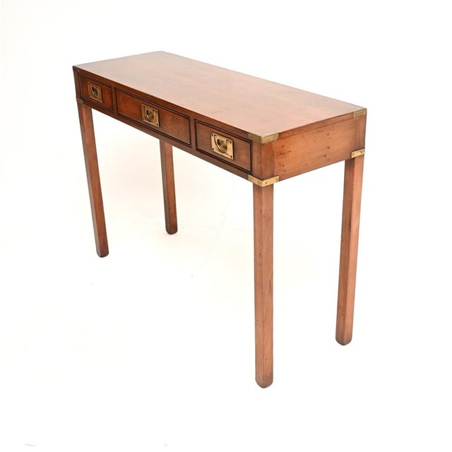 Military Campaign Yew Wood Console Table, 1930s For Sale - Image 4 of 12