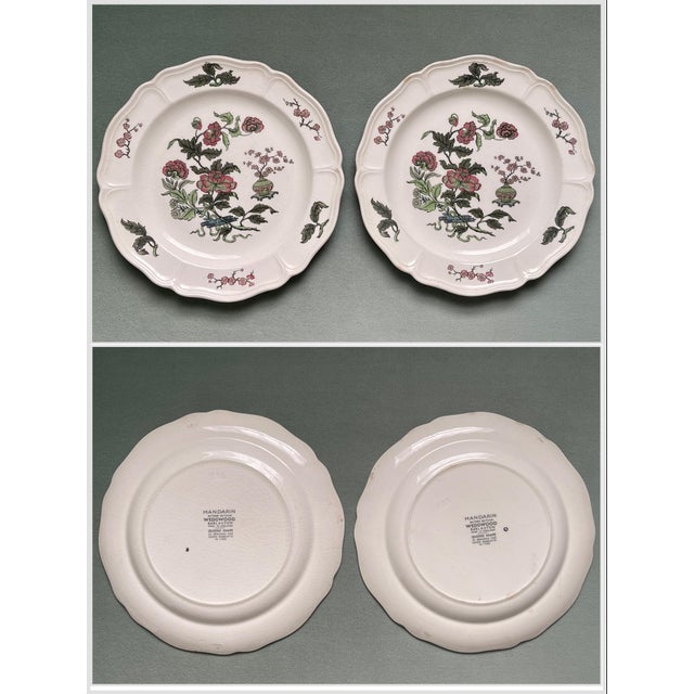 A set of 9 Wedgwood China dishes in the “Mandarin” pattern. -Smallest saucers measure 5 inches. -Medium saucers measure 6...