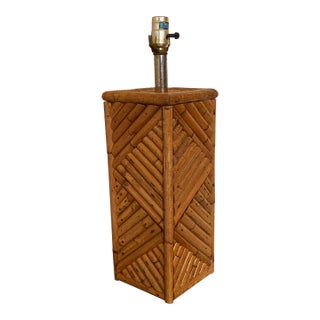 Midcentury Boho Style Bamboo Table Lamp For Sale