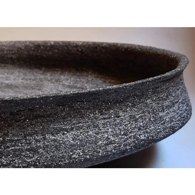 Black Stoneware Phiale Plate by Elena Vasilantonaki For Sale - Image 6 of 7