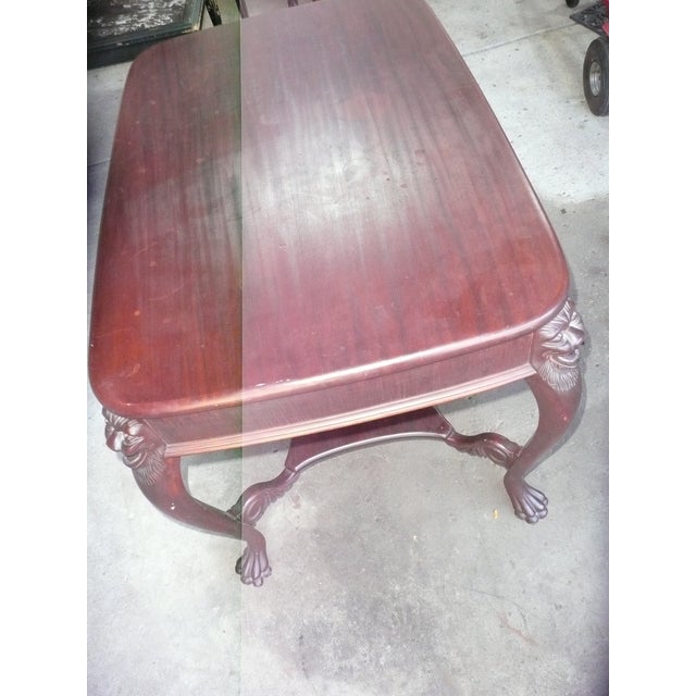 Library Table/Salon Room Table. 1920's Vintage. Carved Ornate Lions Heads For Sale - Image 14 of 17