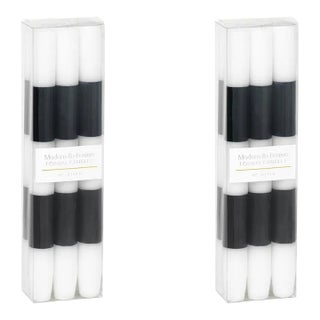 Modern & Festive Black Formal Candle Set, 2 Packs of 6 For Sale
