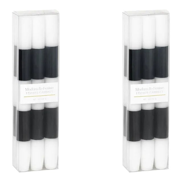 Modern & Festive Black Formal Candle Set, 2 Packs of 6 For Sale
