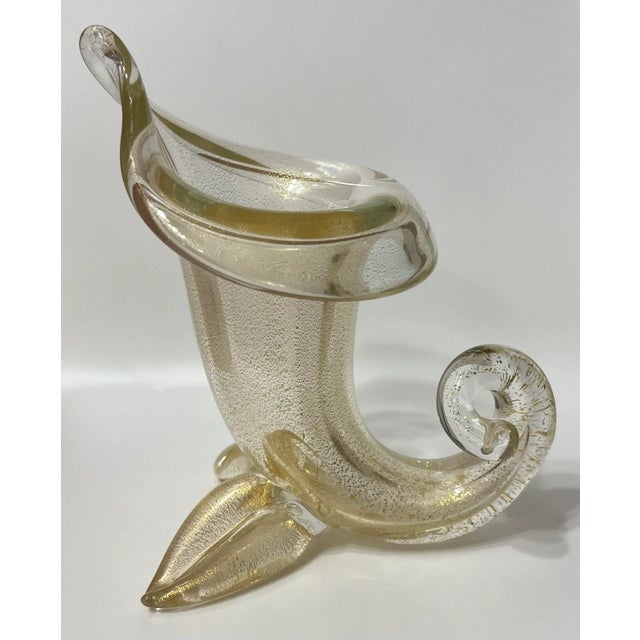 Vintage MCM Murano Archimede Seguso Glass Cornucopia/Horn of Plenty - 24k Gold Leaf This particular design is well known...