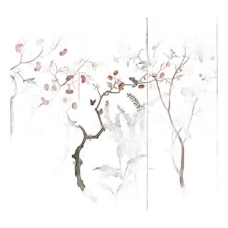Hand-Painted Chinoiserie Garden Mural | Birds, Bamboo & Peonies | Set of 3 Panels For Sale