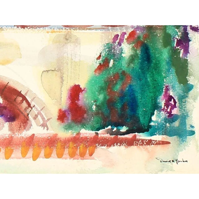 This mid 20th century abstracted watercolor landscape on paper is by Chicago artist David Landis (1918-1983). Landis was...
