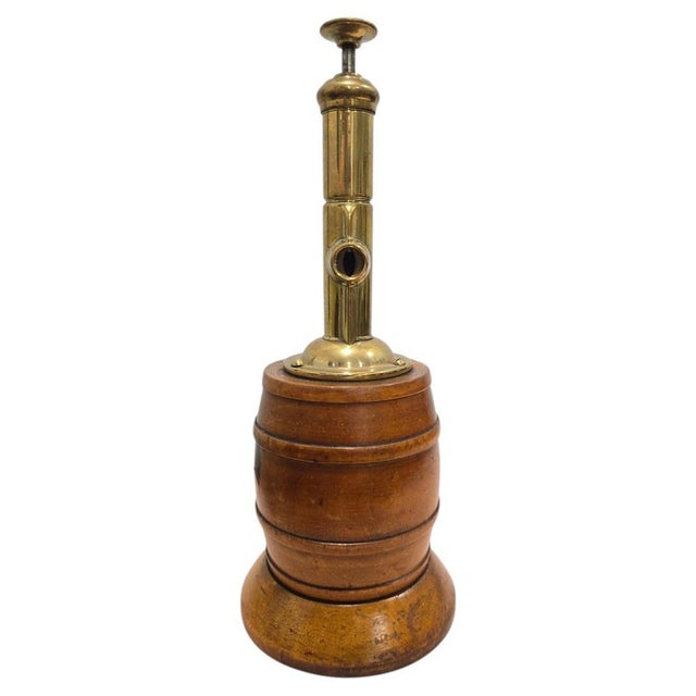 Antique Barrel-Shaped Cigar Cutter in Wood and Gilt Brass, 1900 For Sale - Image 9 of 9