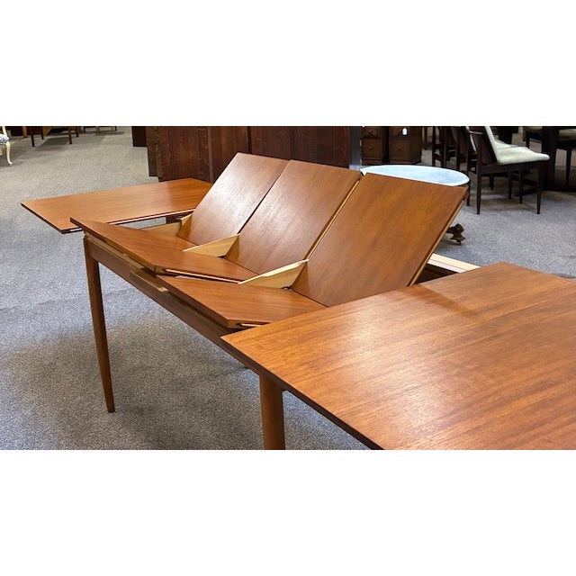 Teak Dining Table With 3 Butterfly Leaf Extensions Uk Import C. 1960's For Sale - Image 16 of 18