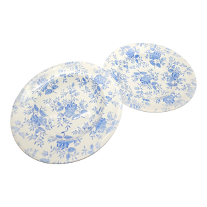 Eit English Ironstone Tableware Blue Floral Large Rim Soup Bowls 9-1/8” England, Set of 2