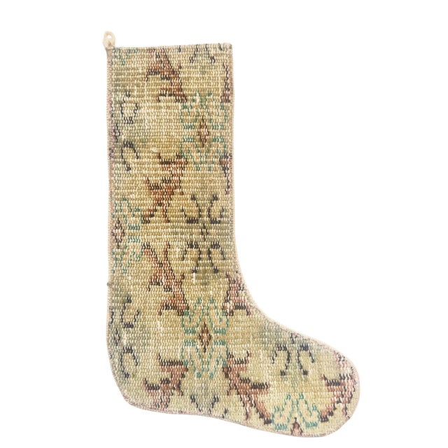 2020s 31 X 45 Cm Vintage Kilim Christmas Stocking, Sage Green Handwoven Wool Boho Xmas Decor, One of a Kind Turkish Rug Stocking, Rustic Holiday Gift For Sale - Image 5 of 6