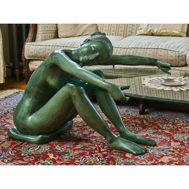 Coffee Table with Bronze Statue of Young Woman For Sale - Image 4 of 13