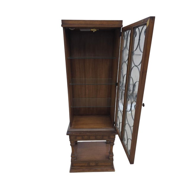 Antique Style Iron & Glass Display Cabinet With Glass Shelving For Sale - Image 6 of 6