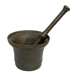 Antique Italian Bronze Mortar and Pestle, Set of 2 For Sale