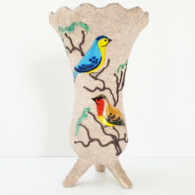 Ceramic Vintage Ceramic Tripod Vase attributed to Gabriel Fourmaintraux, 1950s For Sale - Image 7 of 7