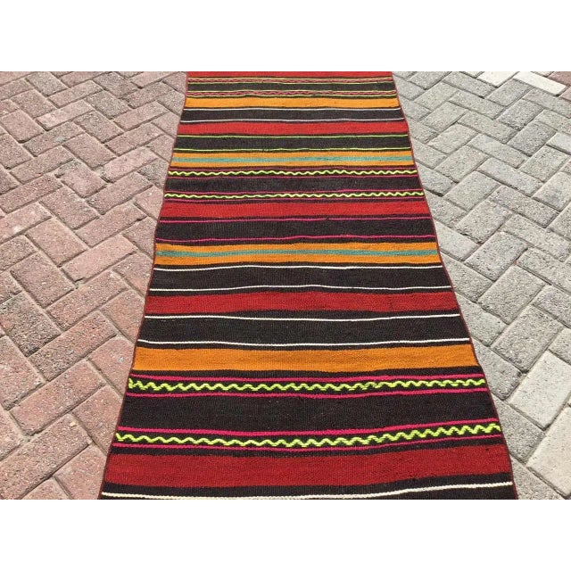Mid-Century Modern 1960s Vintage Turkish Kilim Runner - 33" X 110" For Sale - Image 3 of 11