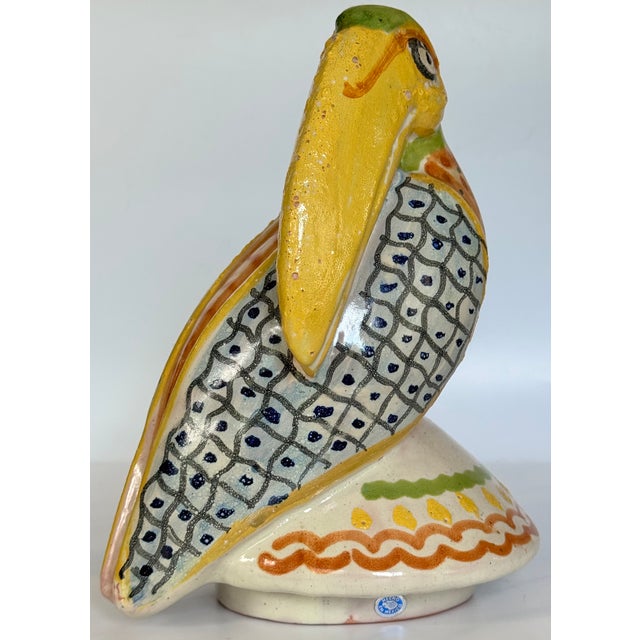 Made in Mexico Hand Painted and Glazed Terra Cotta Tucan Figure For Sale - Image 4 of 15