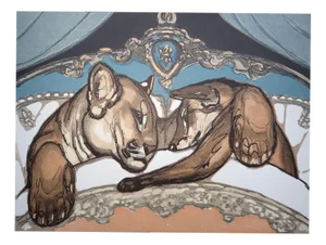 Paul JOUVE, The love of the lion and the fox, Wood Engraving