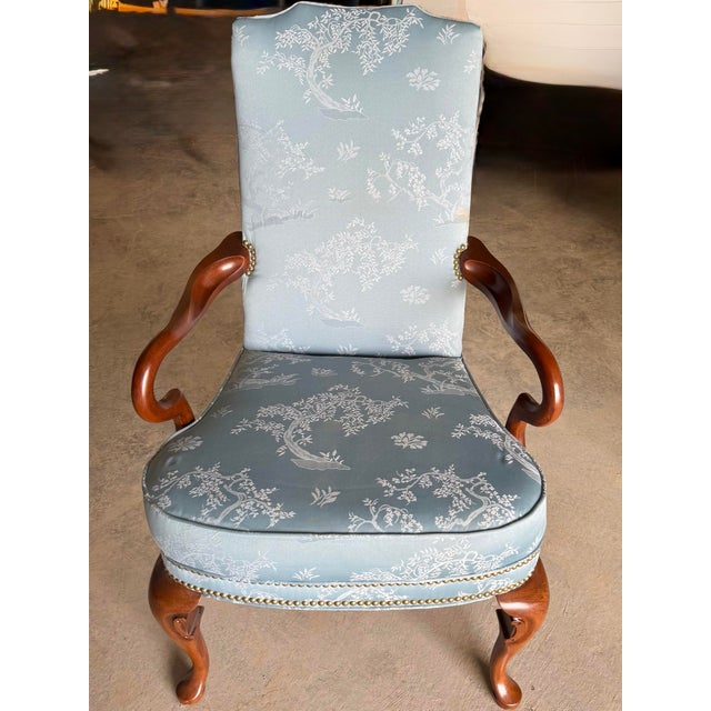 Blue Mid 20th Century Louis XV Style Chinoiserie Accent Chair For Sale - Image 8 of 12