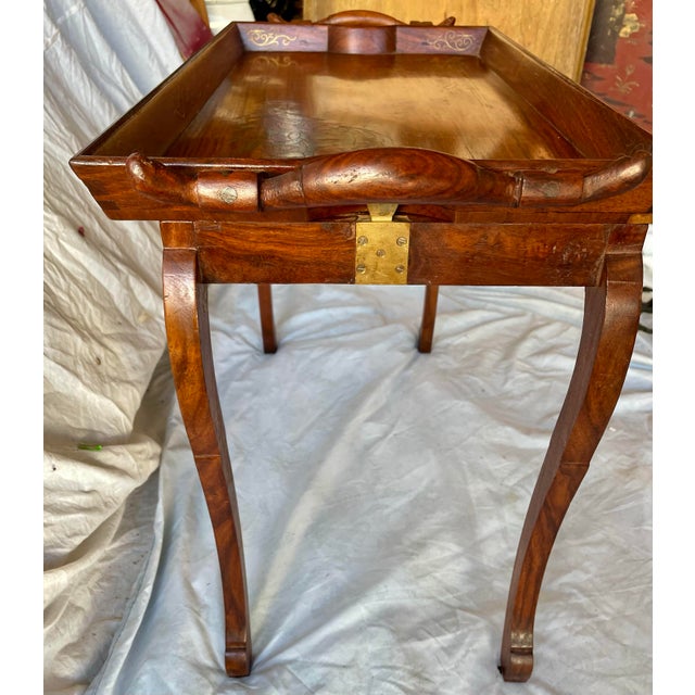 Mid 20th Century Mid 20th Century Anglo-Indian Folding Rosewood Tray/Butler's Table With Mixed Metal Inlay For Sale - Image 5 of 10