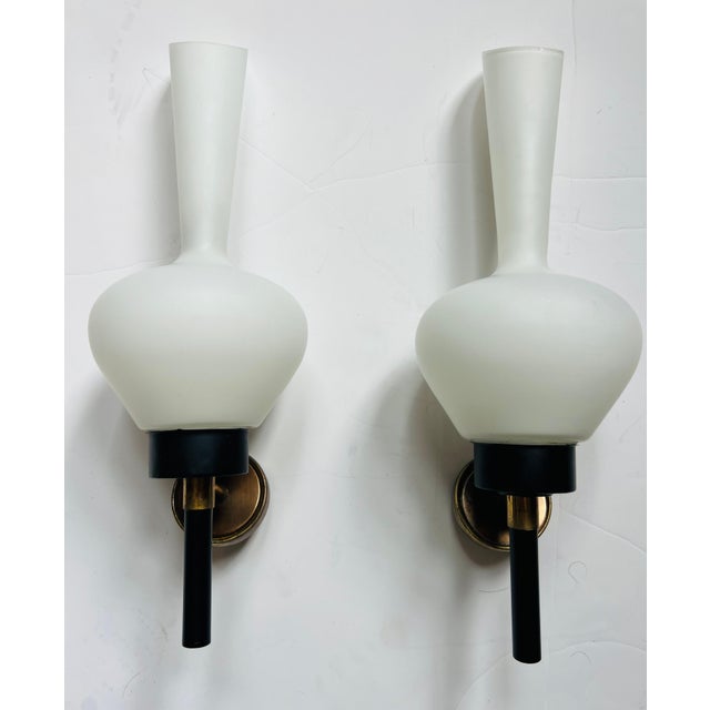 Mid-Century Modern Large Grand Pair of French 1950s Mid Century Wall Lamps For Sale - Image 3 of 12