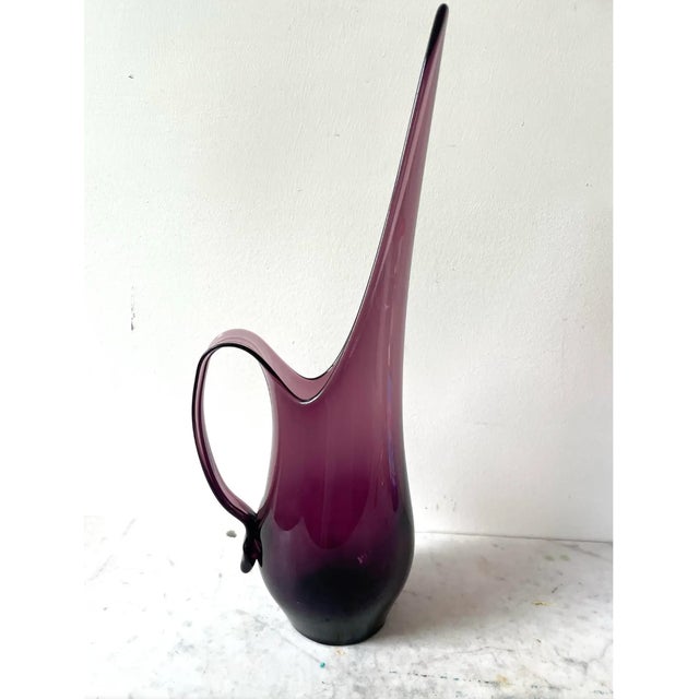 Stunning, rare L.E. Smith Viking swung amethyst pitcher. Gorgeous color, beautiful line, and quality.