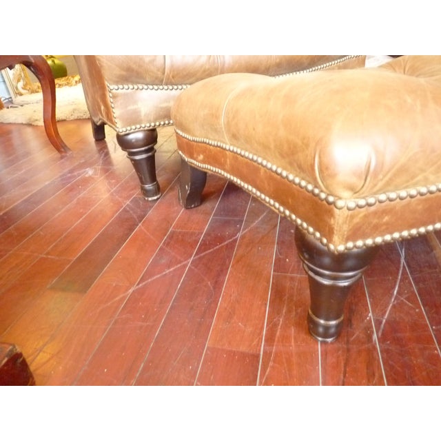 Cognac Leather Sleepy Hollow Chair and Ottoman Chairish