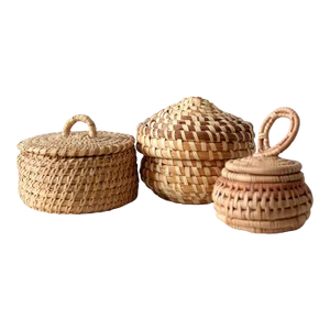 Vintage Hand Woven Grass Basket Set of 3