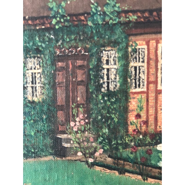 Vintage Original Cottage Oil Painting: Framed Nature Garden Art For Sale - Image 10 of 13