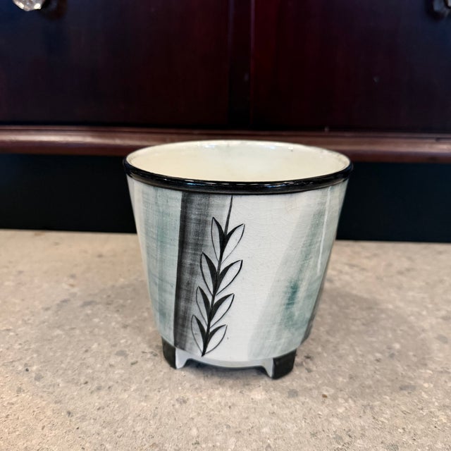 Designed by prominent Swedish ceramicist Ilse Claesson for Rörstrand in the 1930s, this footed art deco planter or...