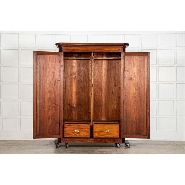 Circa 1890 19thC English Christopher Dresser Pine Wardrobe W147.5 x D62 x H200 cm Internal shelf depth 47 cm Weight 127 Kg