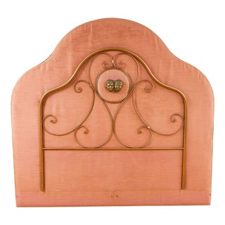 Wooden and Metal Headboard For Sale