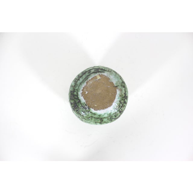 Vintage Textured Green Pottery Vase For Sale - Image 11 of 12