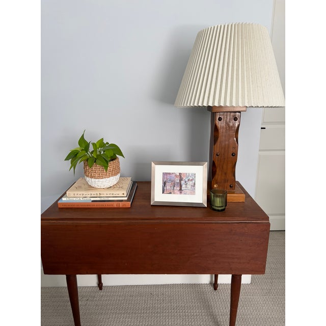 1960s Mid Century Modern Chunky Wooden Handcrafted Lamp For Sale - Image 9 of 9