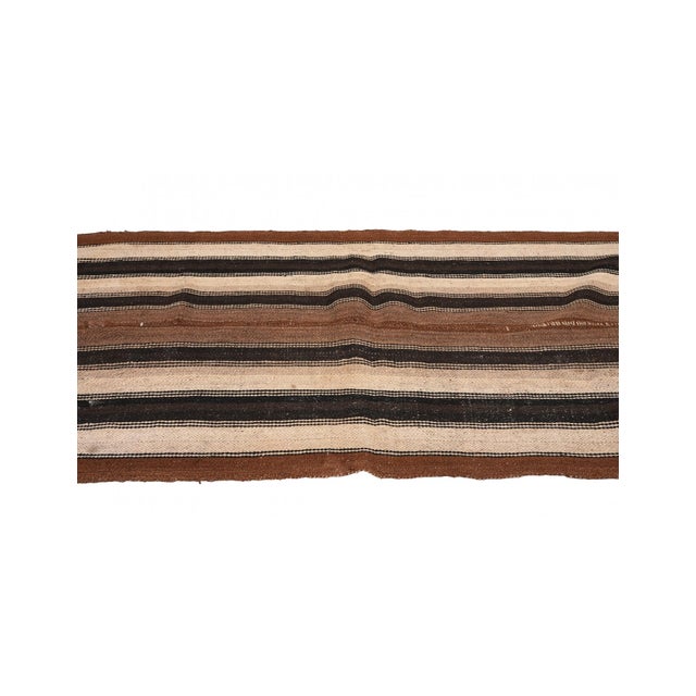 Brown Striped Vintage Kilim Rug - 3`2″ X 6`11″ For Sale - Image 4 of 6