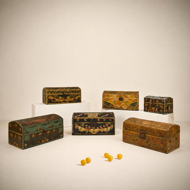 Folk Art Norman Wedding Boxes, France, 1890, Set of 6, in Good conditions. Designed before 1890