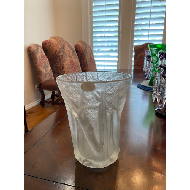 Abstract 1970s Lalique Style Vase For Sale - Image 3 of 8