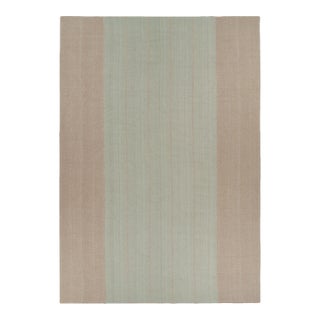 Rug & Kilim’s Oversized Modern Kilim With Textural Beige and Mint Green Stripes For Sale